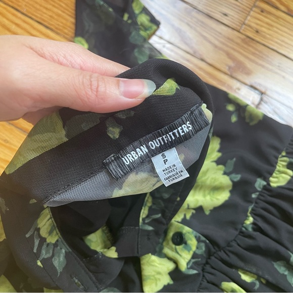 Urban Outfitters mesh sheer floral 90s dottie collared mini shirt dress size S - Picture 5 of 13